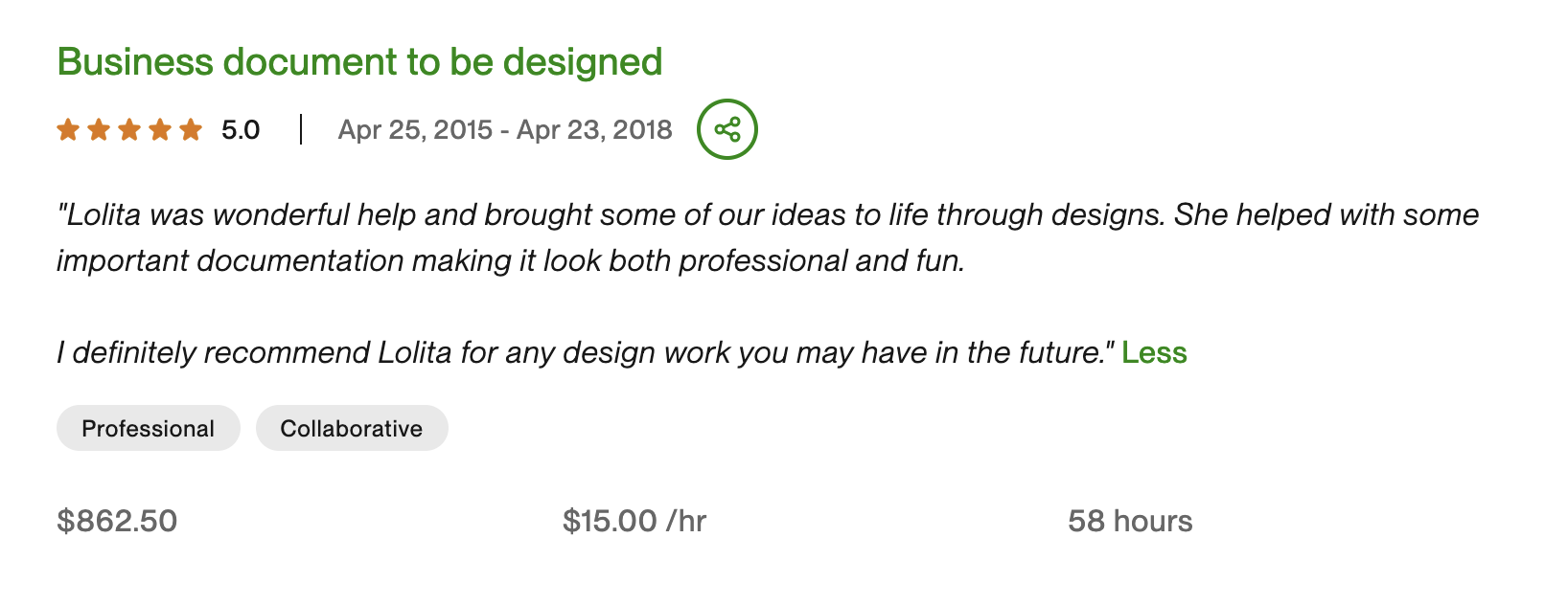 Testimonial for graphic design