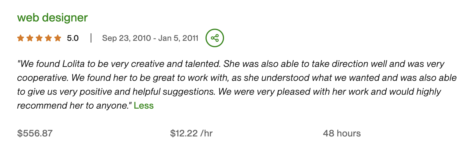 Testmonial for webdesign